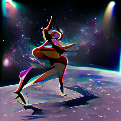Cosmic Dancer in Vaporwave Style