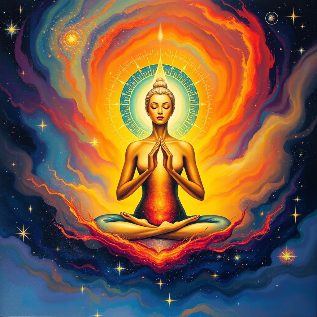 Cosmic Goddess in Luminous Celestial Realm