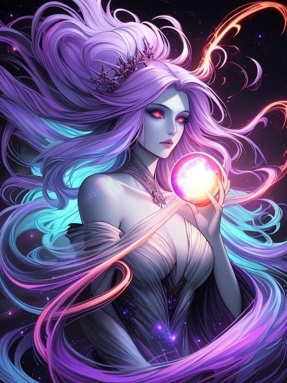 A ethereal woman with starlight emanating from her skin