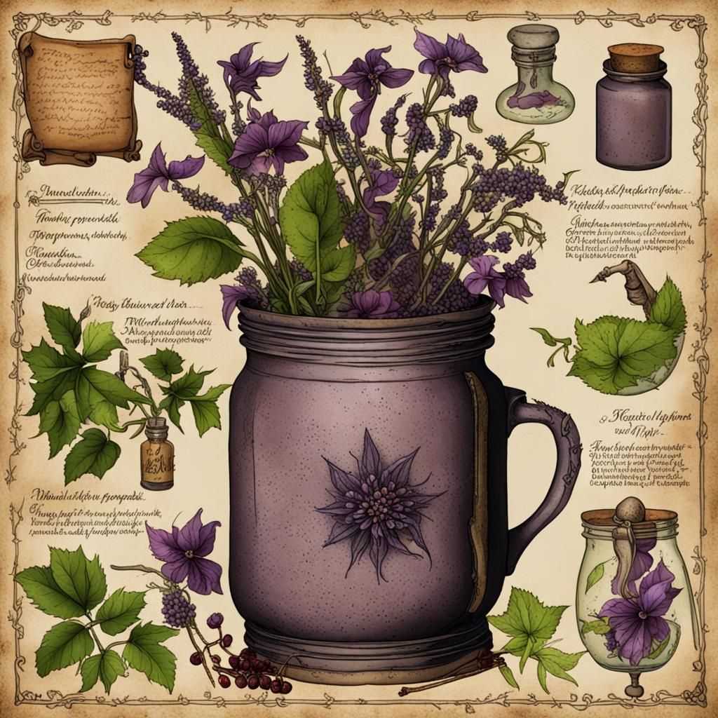 Medieval Witch Potion Recipe with Botanicals