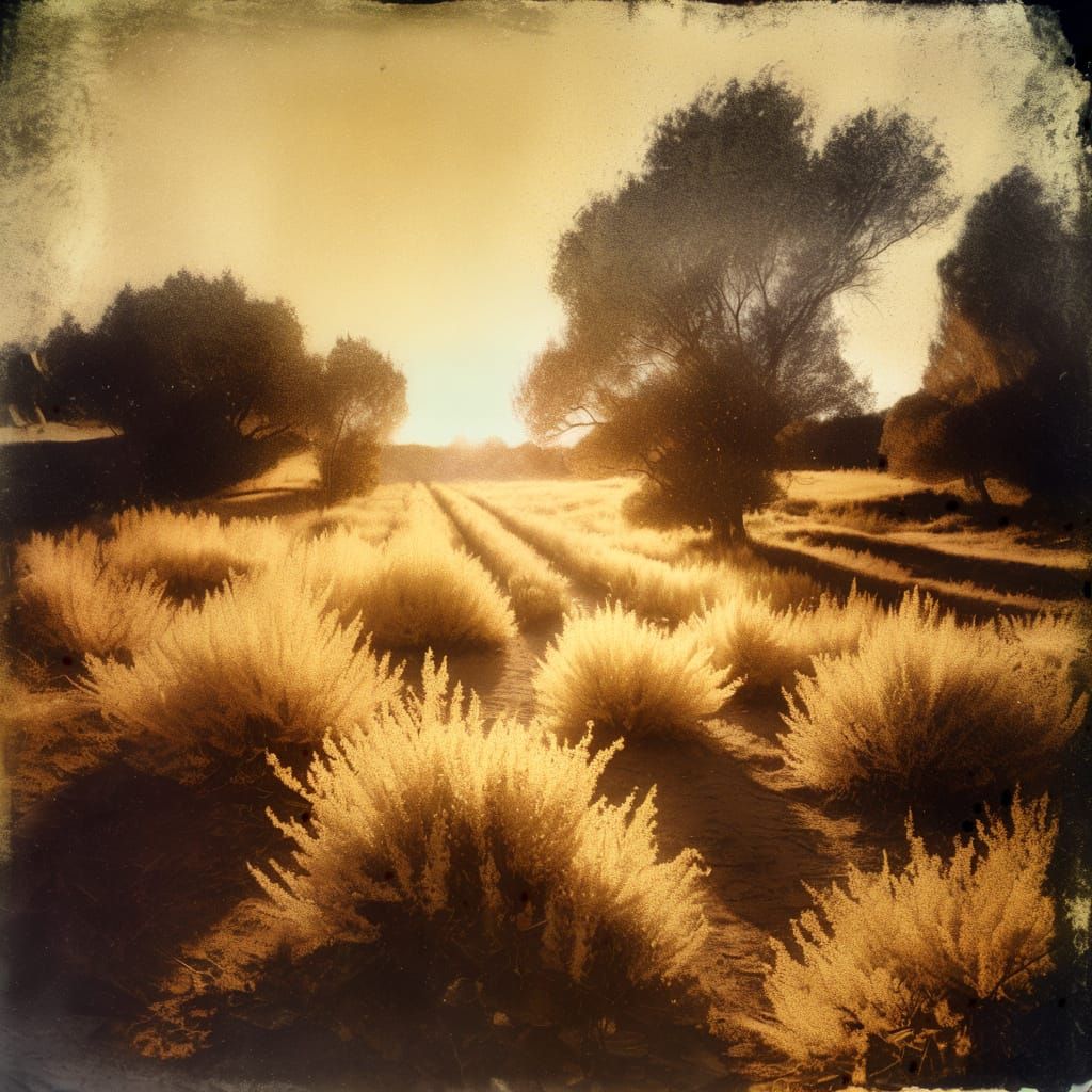 Golden Hour Landscape in Gum Bichromate Style