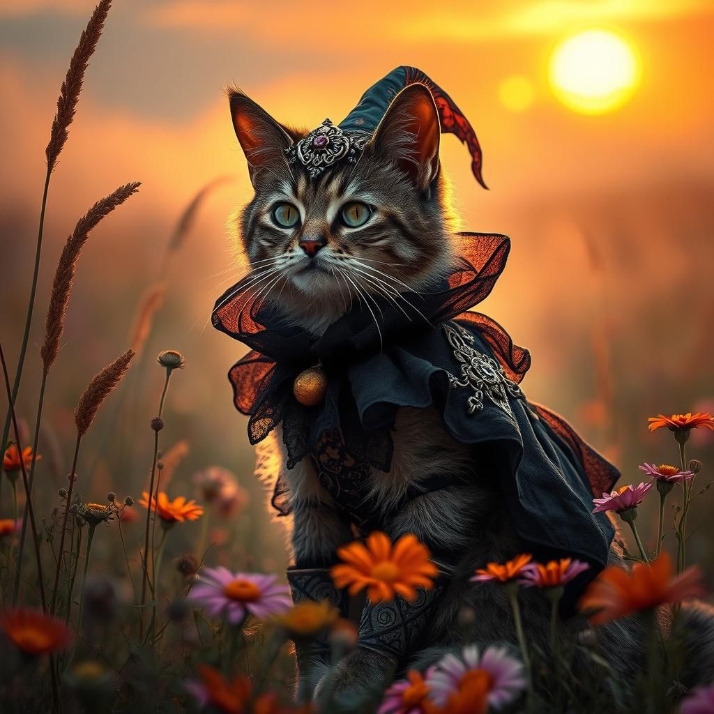Cat in Halloween Costume, Dark Fantasy Art