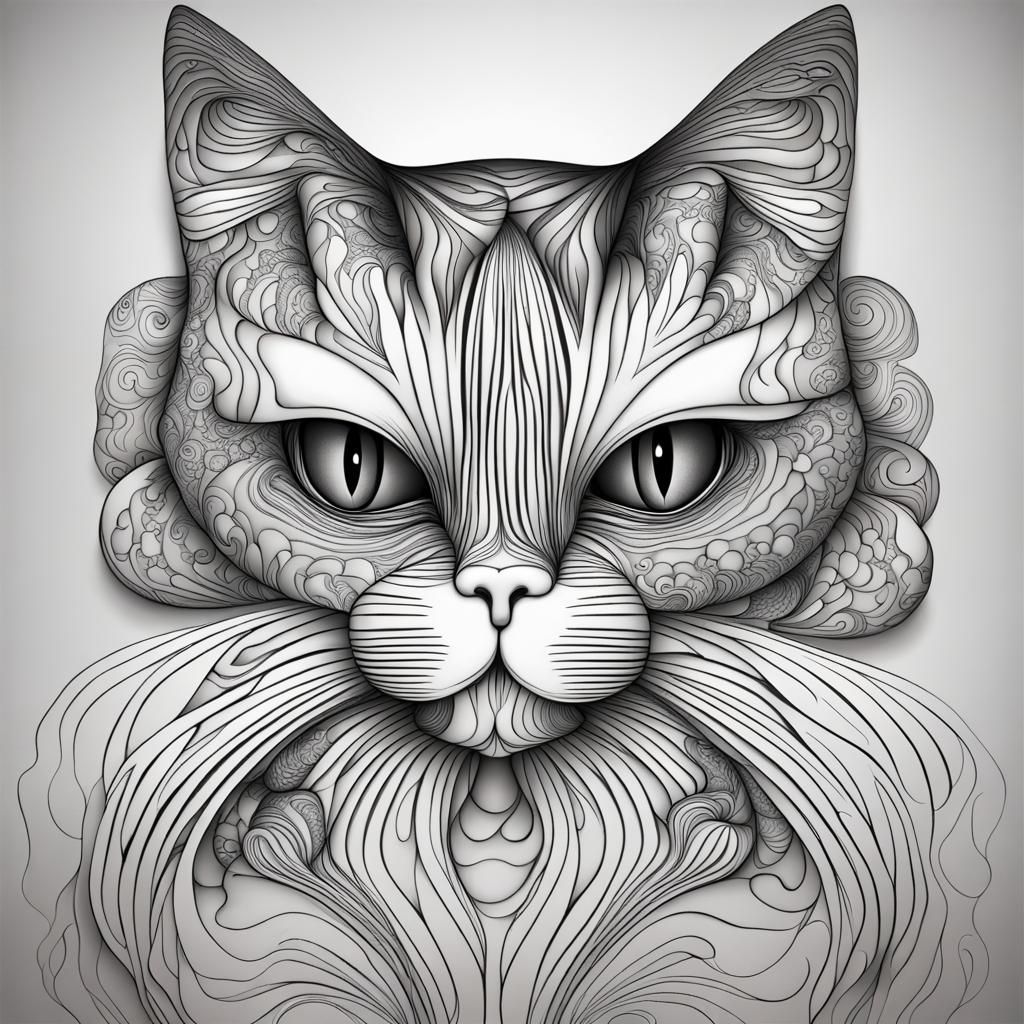 Sad Cat in Abstract Vector Fractal Style