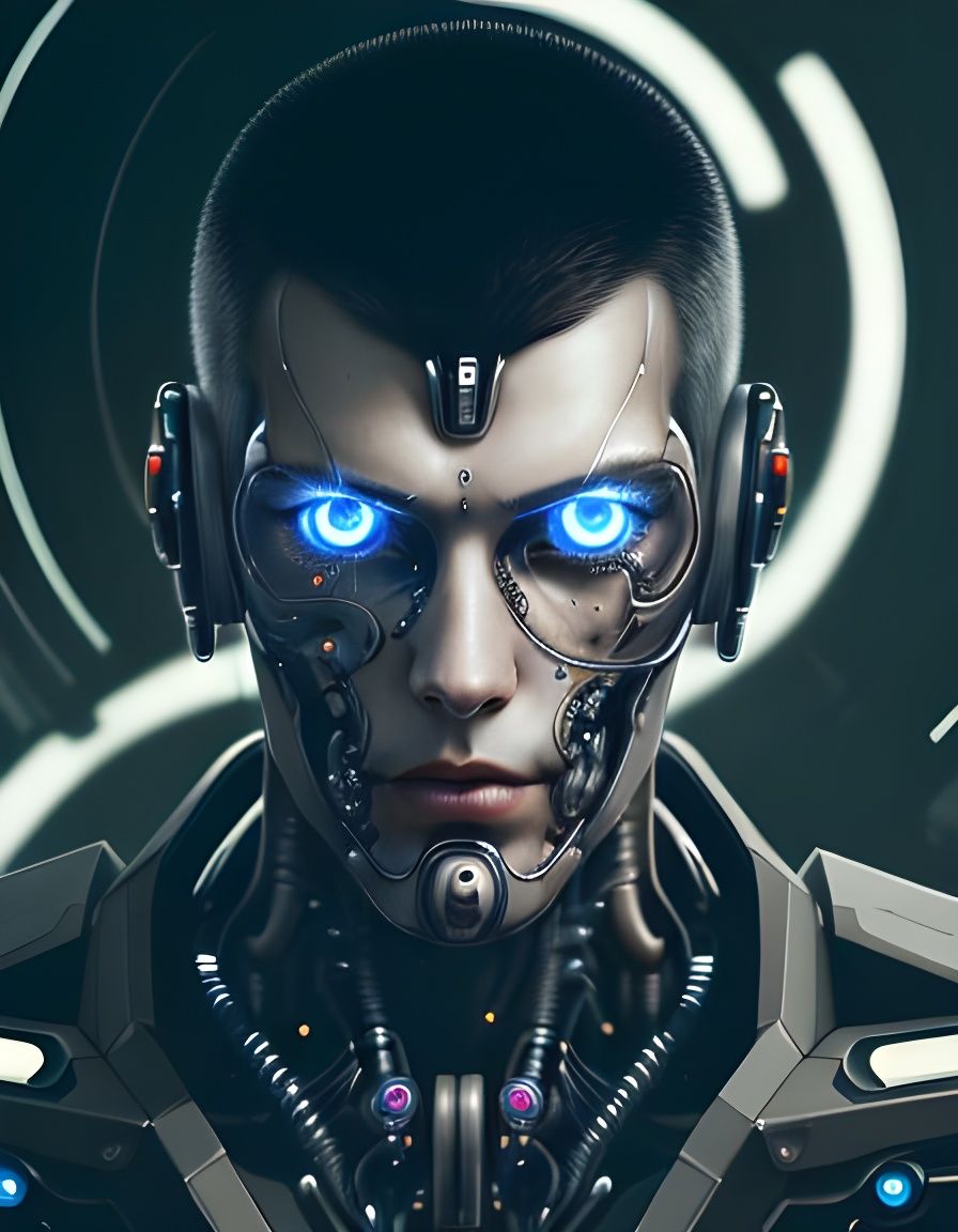 Mechanical Cyberpunk Android Portrait
