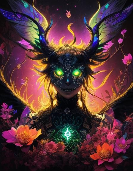 Dark Fantasy Monster with Bioluminescent Details