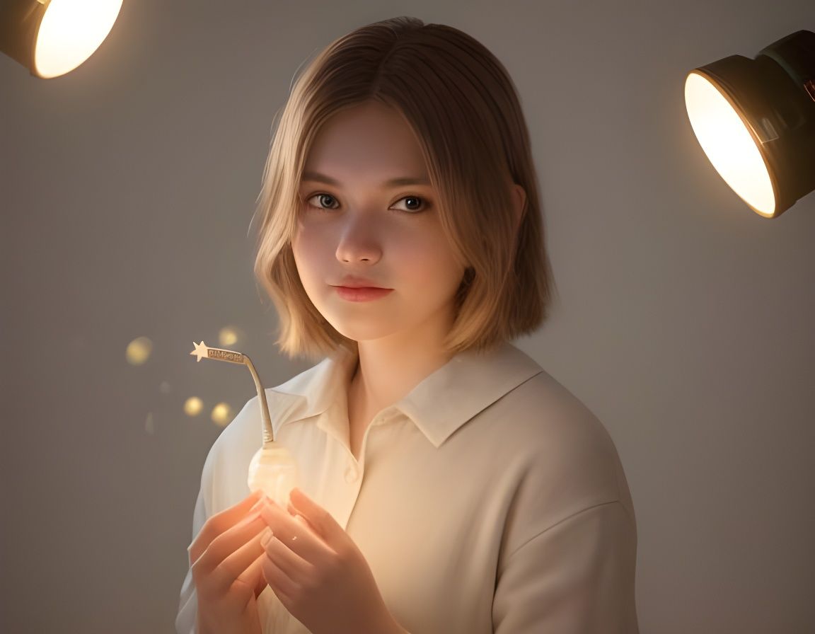 Radiant Beauty Under Bulb Spotlight