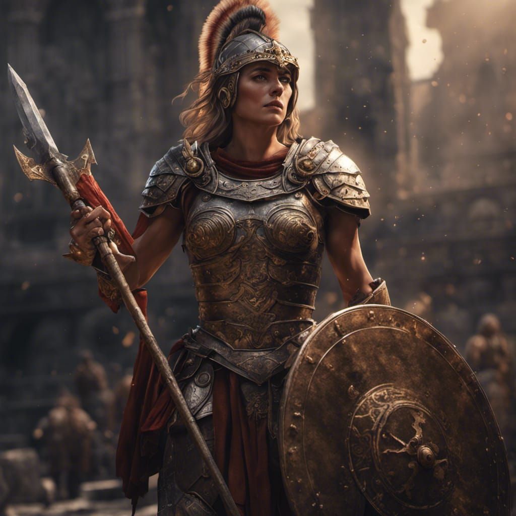 Female Roman Warrior in Dark Fantasy Style