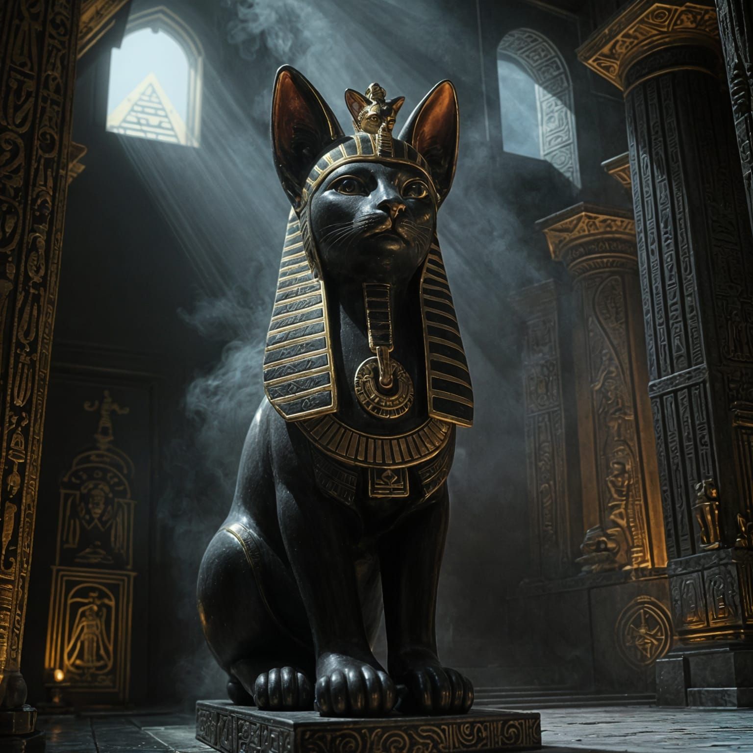 Glamorous Gaza Temple Scene in Golden Film Noir