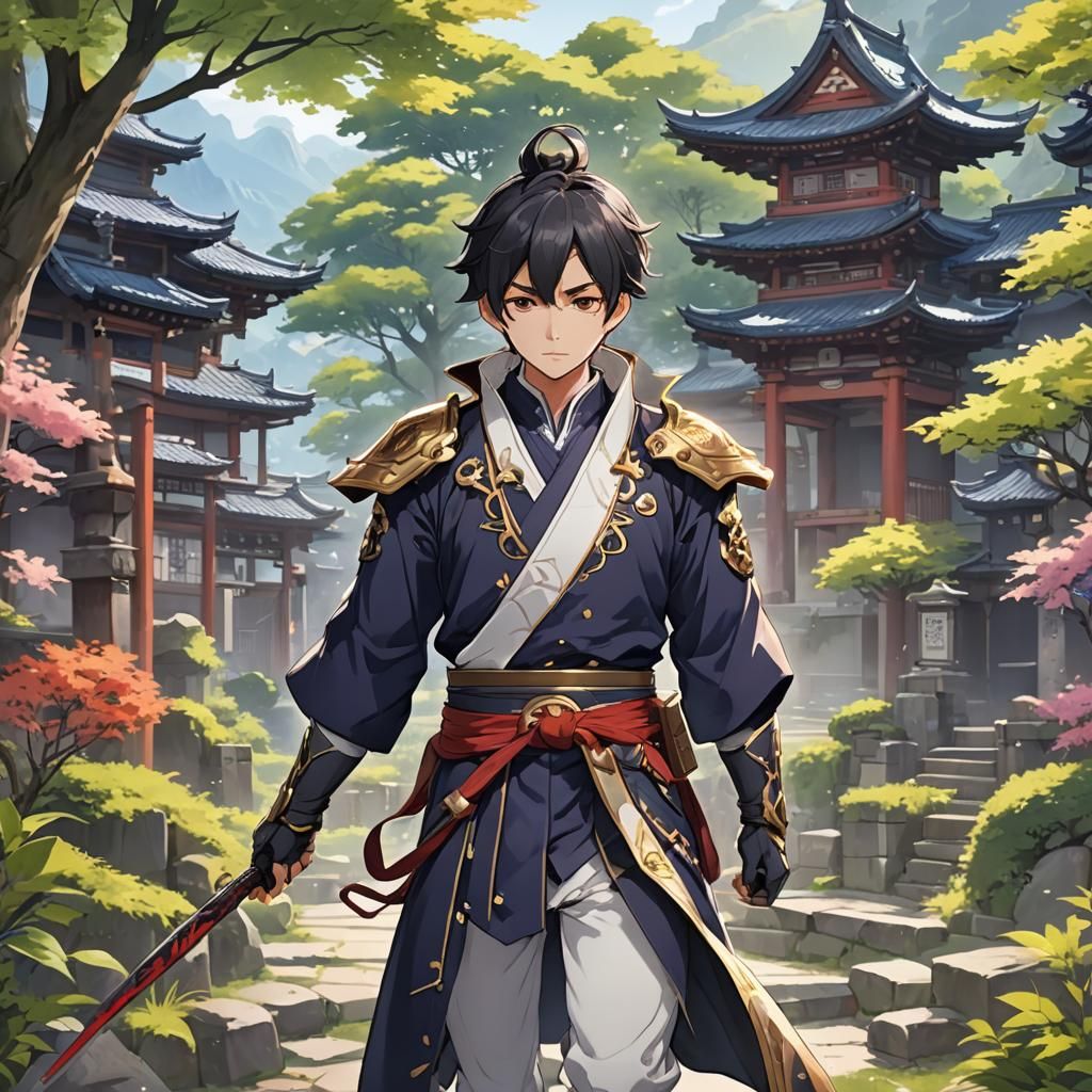 Handsome Anime Character in Ancient Asian Setting