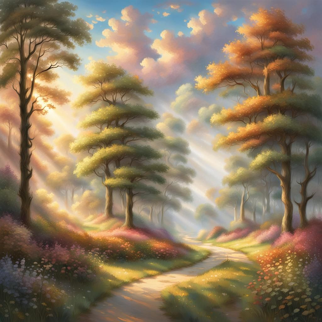 Serene Summer Sky Landscape as Digital Painting