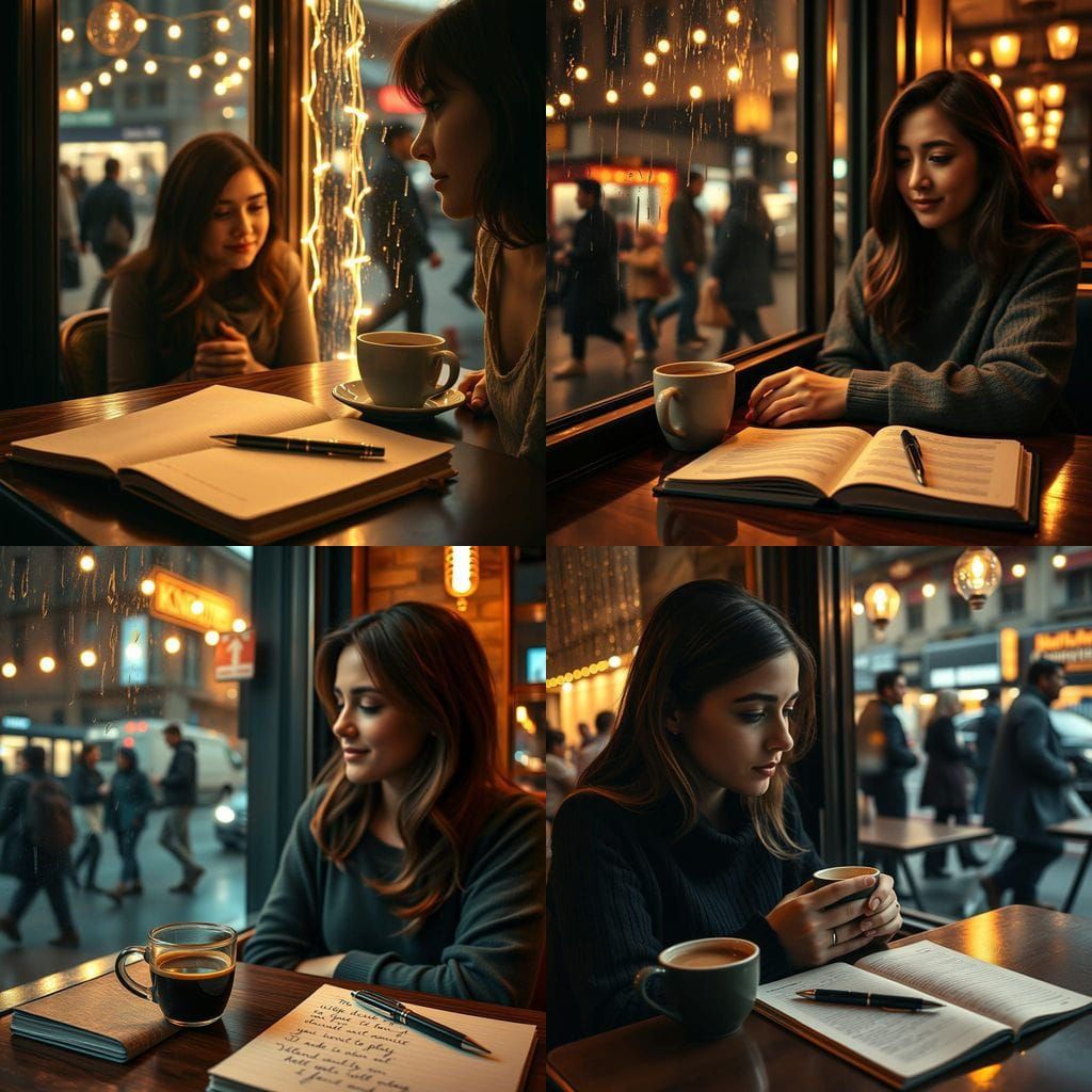 Cozy Café Solitude in Warm Golden Light