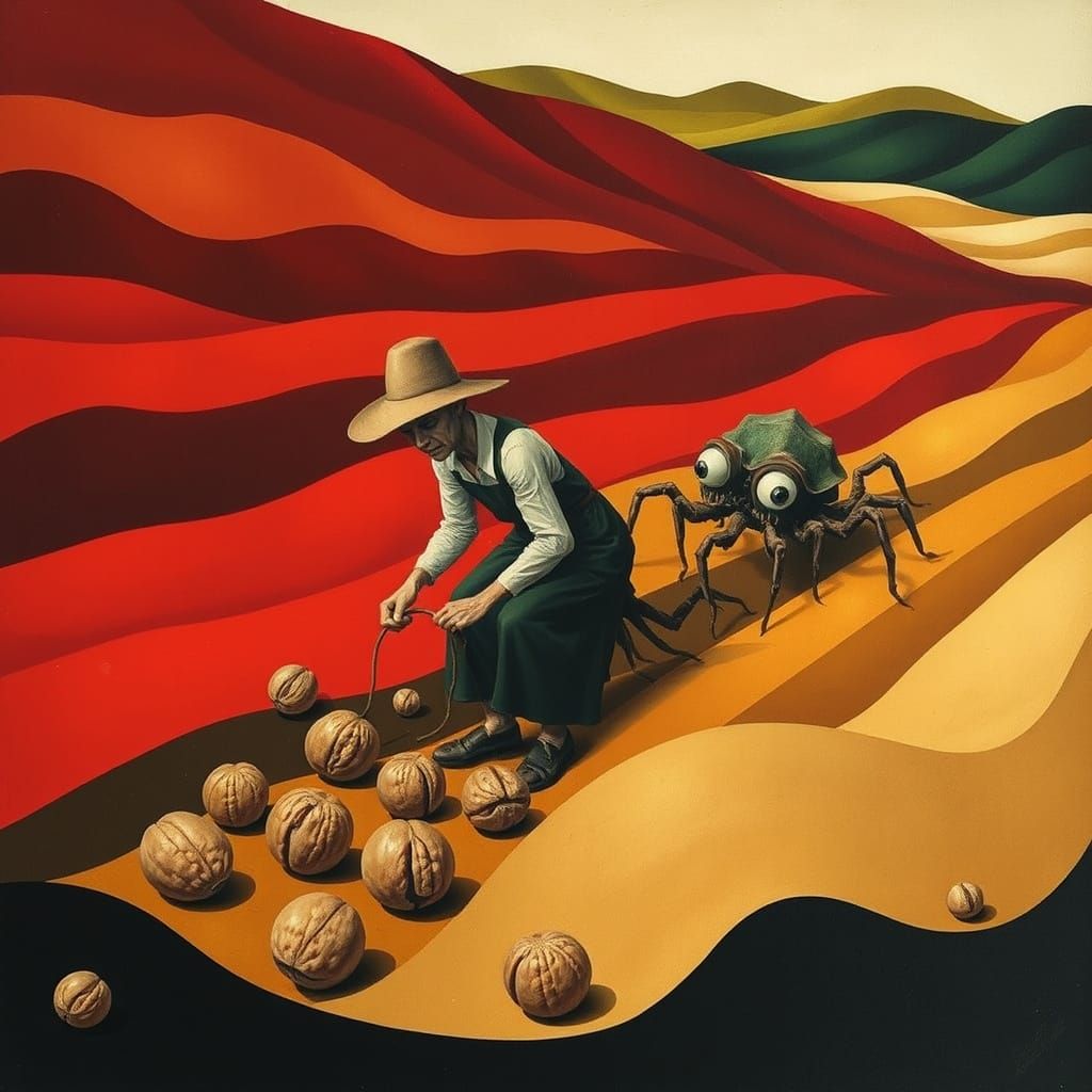 Surreal Farmer Sowing Souls in Dreamscape Style