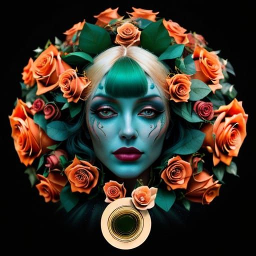 Mysterious Woman in Lavish Punk-Inspired Dress