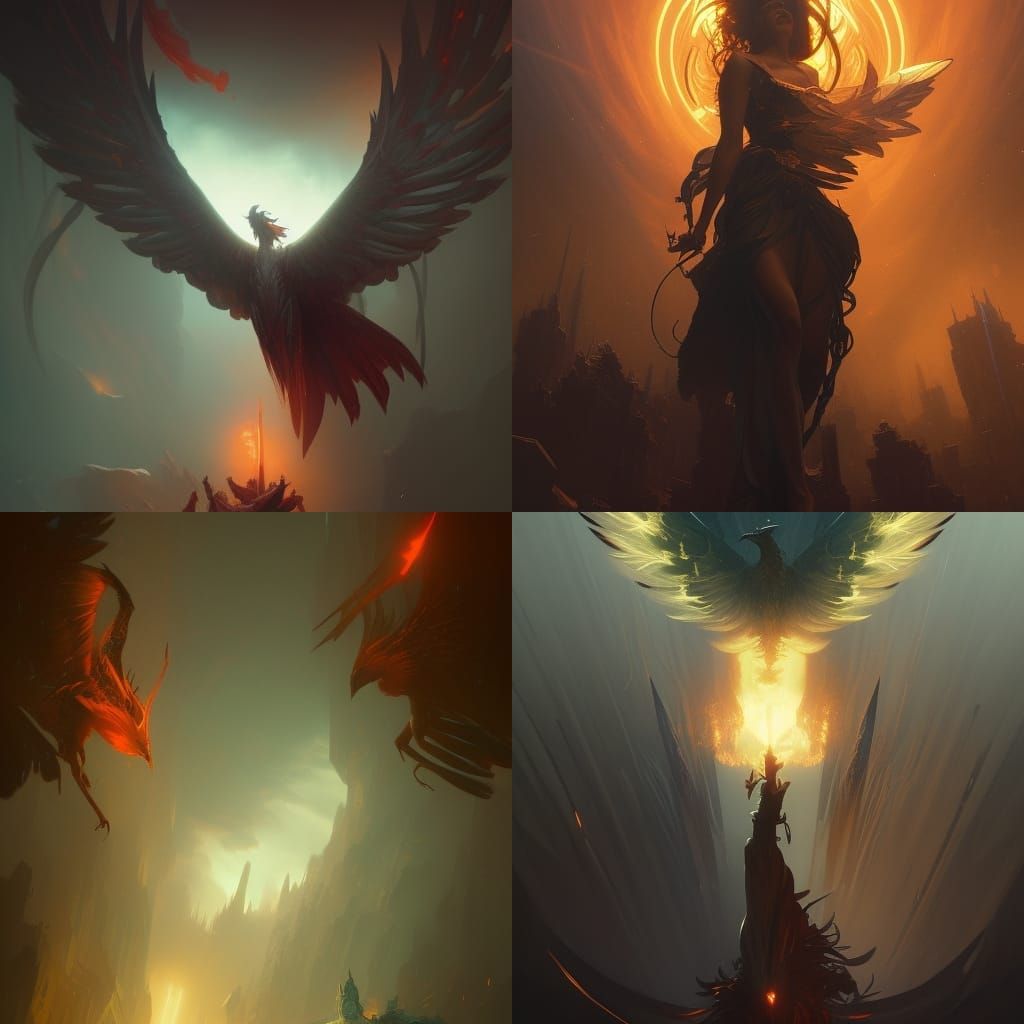 Epic Phoenix in Dark Fantasy Style