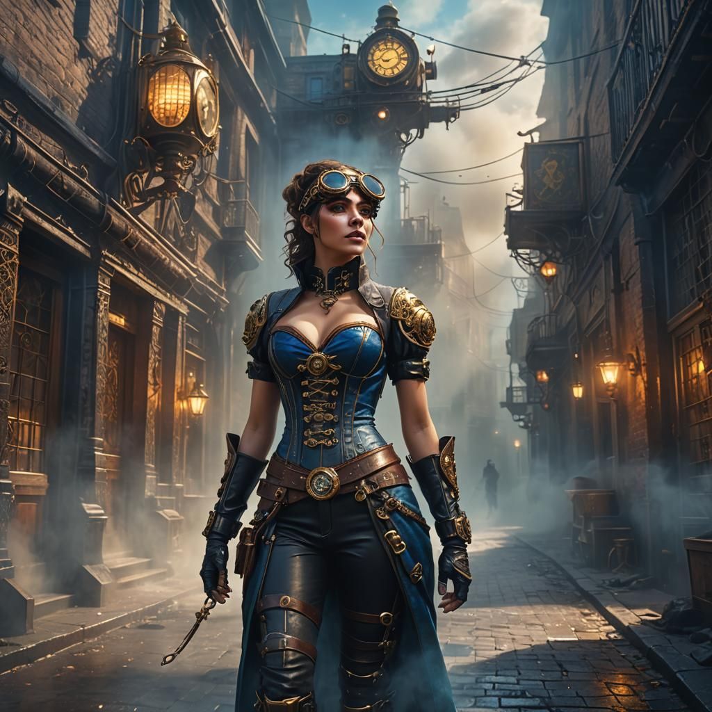 Steampunk Goddess Unveiled in Vibrant, Detailed Fantasy Art