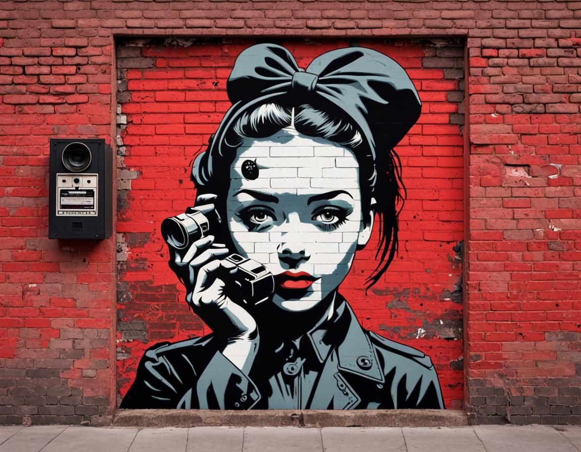 Anti-Propaganda Graffiti Art on Brick Wall