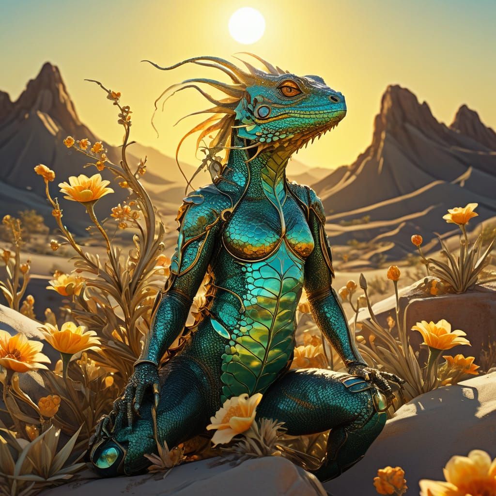 Sunning Desert Lizard Lady