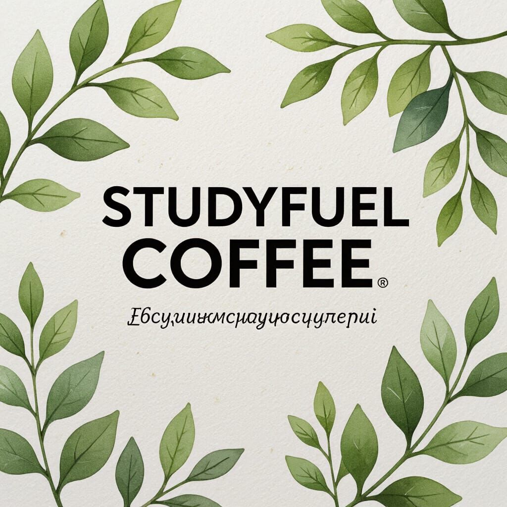 StudyFuel Coffee Logo with Watercolor Leaves