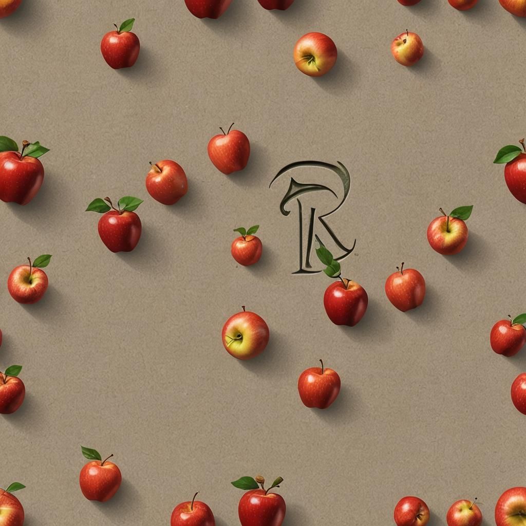 Red Apple with Letter R: Realistic Still Life