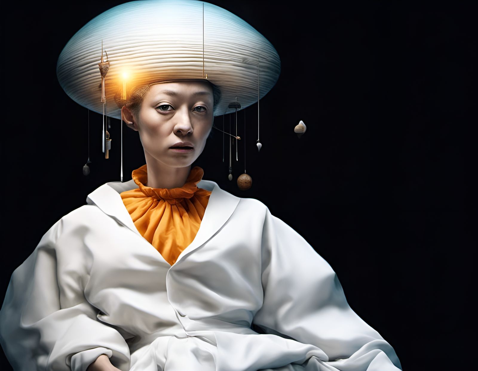 Surreal Divine Female Figure in Dreamy Landscape