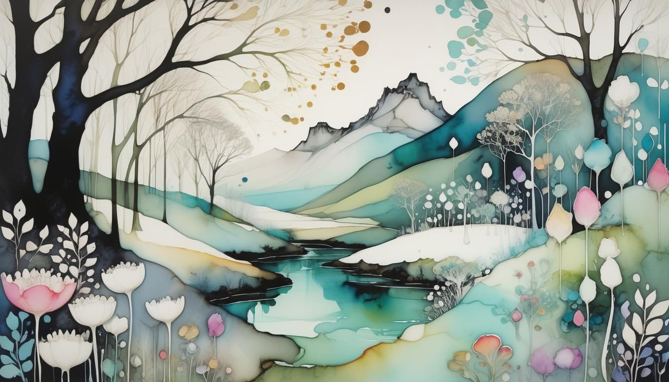 Magical Liquid Alcohol Ink Art in Triadic Colors