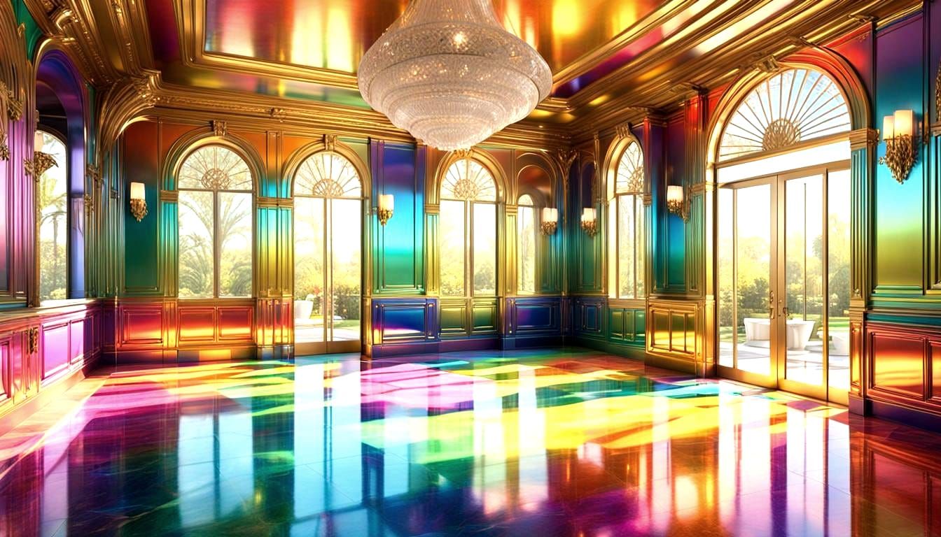 Rainbow Art Deco Kitchen in Oil Painting Style