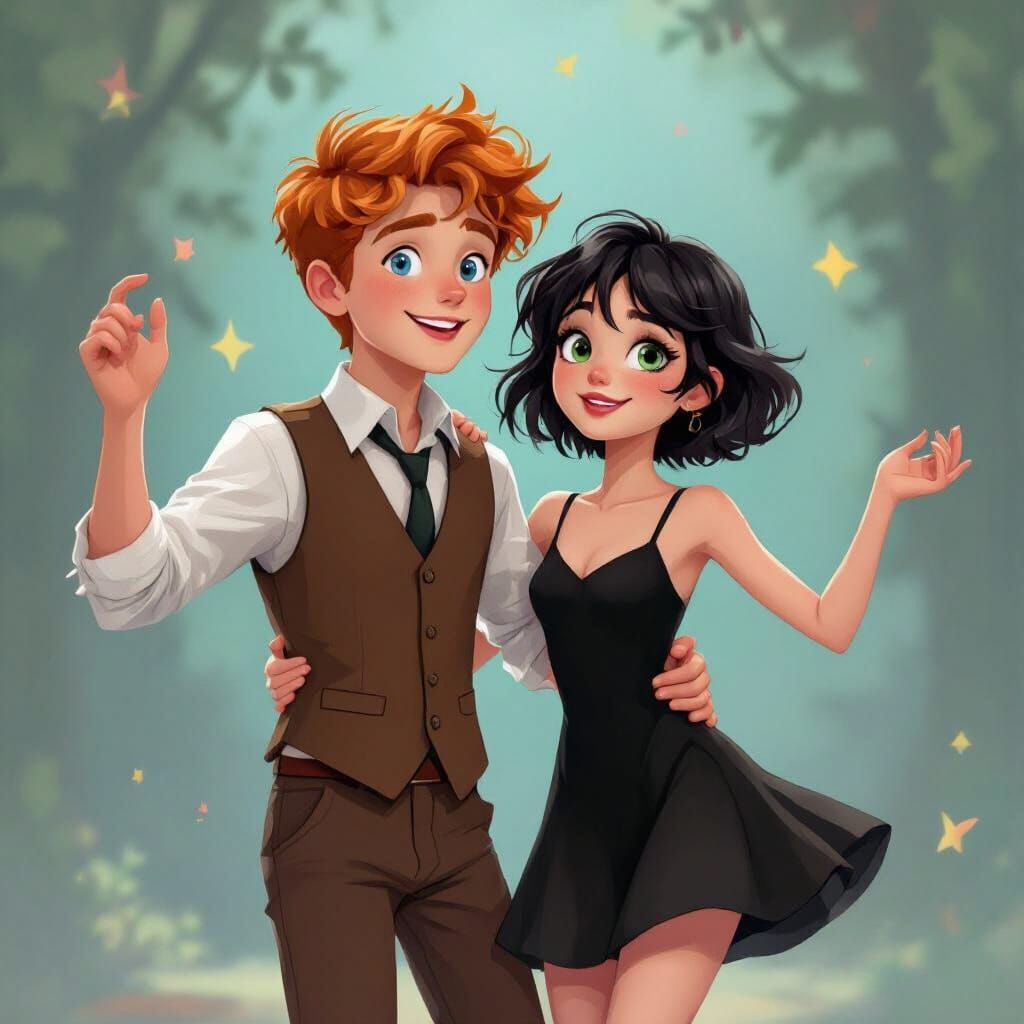 Whimsical Dance: Teenagers in Vibrant Colors