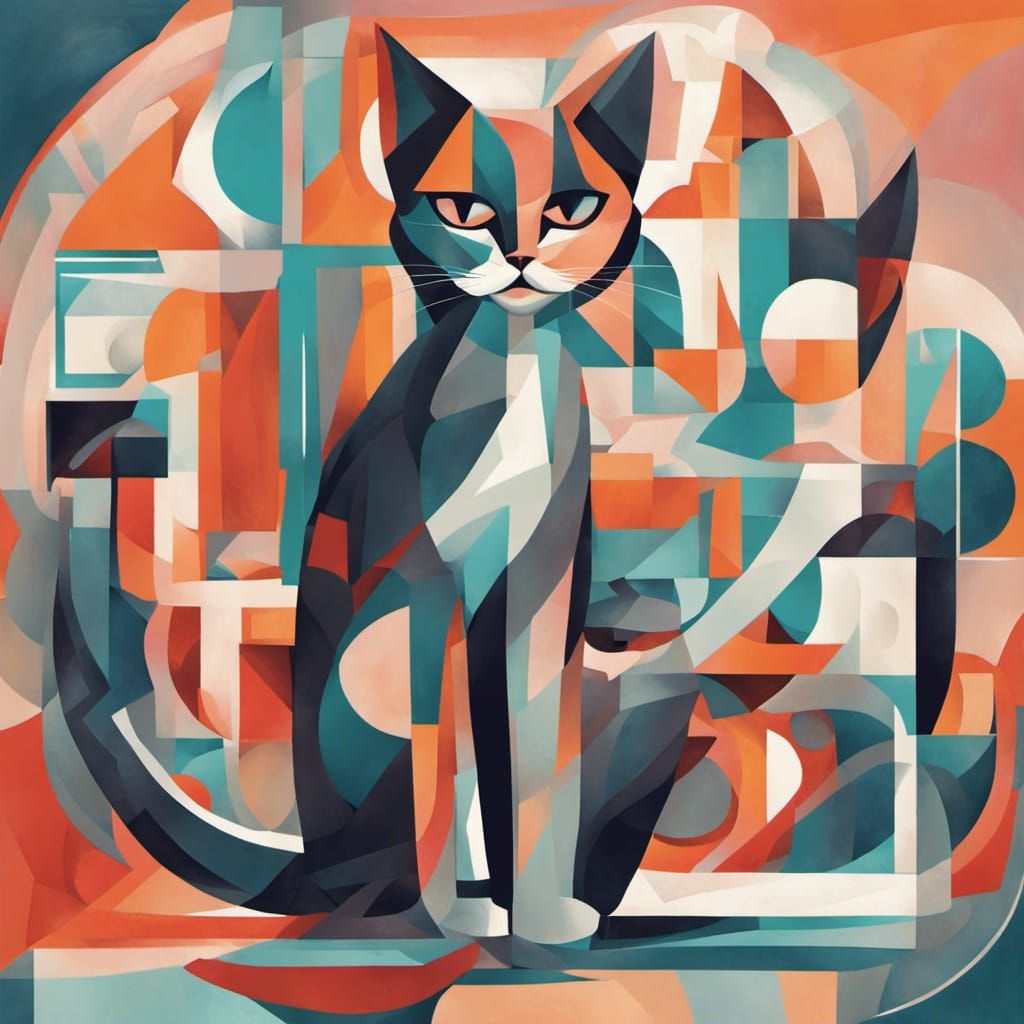 Abstract Cubist Cat Cover Art