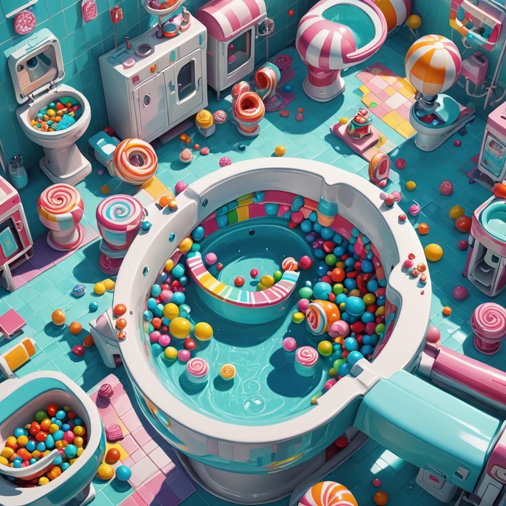 Toilet Bowl Aqua Park in Candy Art Style