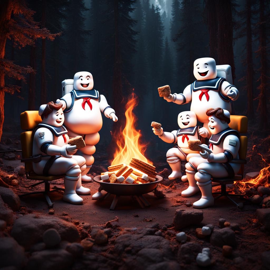 Ghostbusters Roasting Marshmallow Man: Fantasy Concept Art