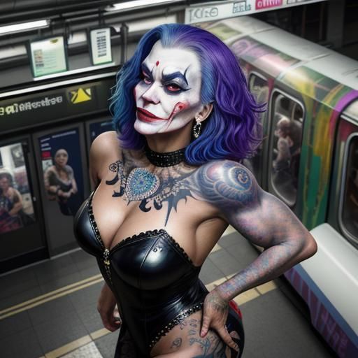 Hyperrealistic Bodybuilder Joker in Subway