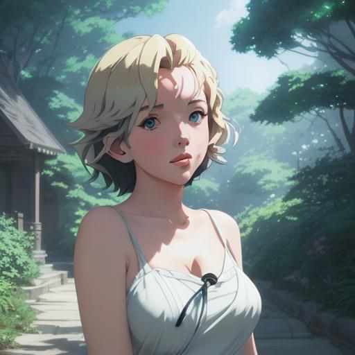 Marilyn Monroe in Studio Ghibli Anime Style