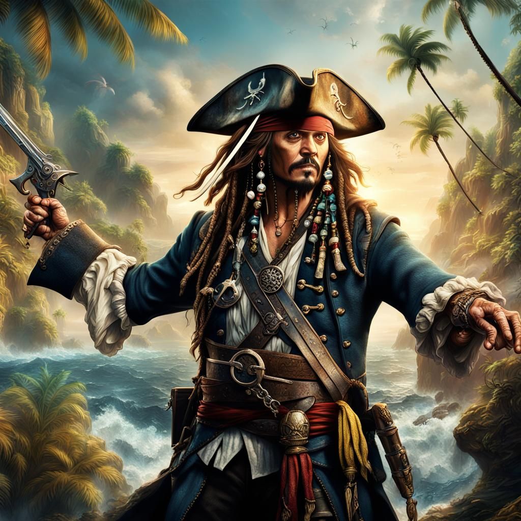 Detailed Matte Painting of Jack Sparrow