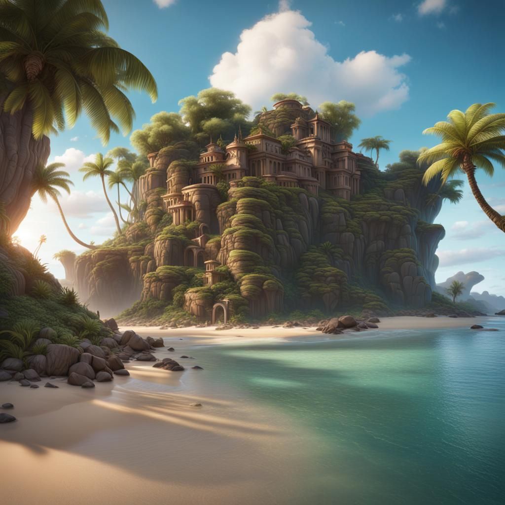 Island Oasis: Detailed Matte Painting in Unreal Engine