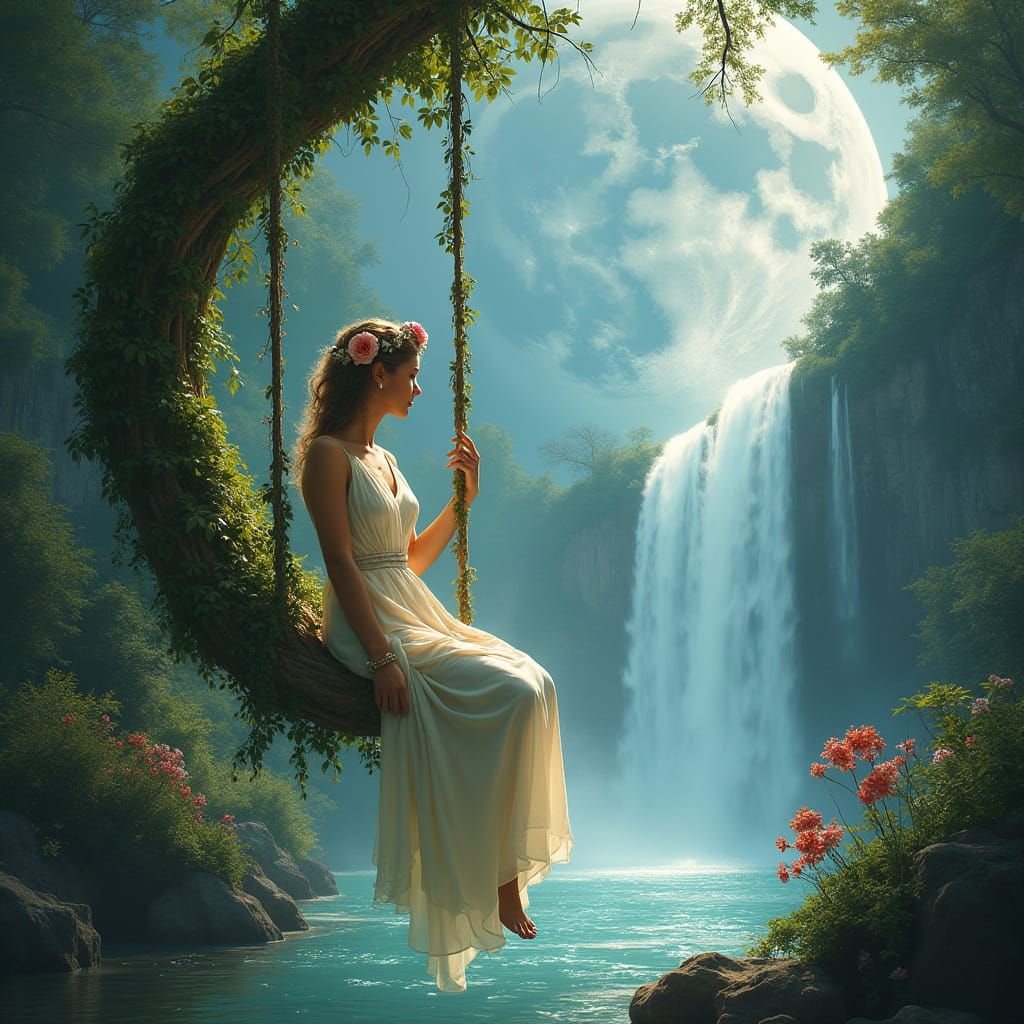 Gaia on a Swing with Earth Silhouette