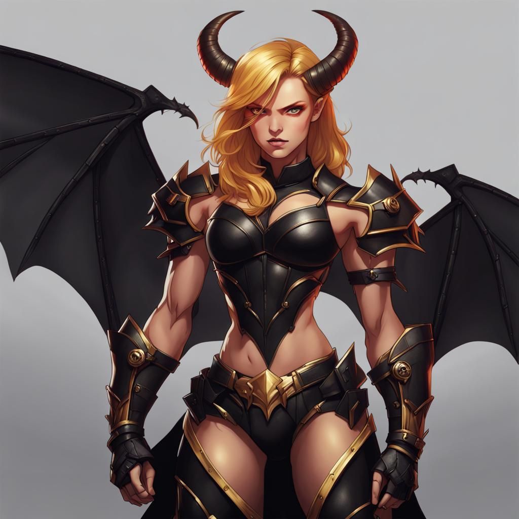 Powerful Cambion Warrior with Black Leather Armor