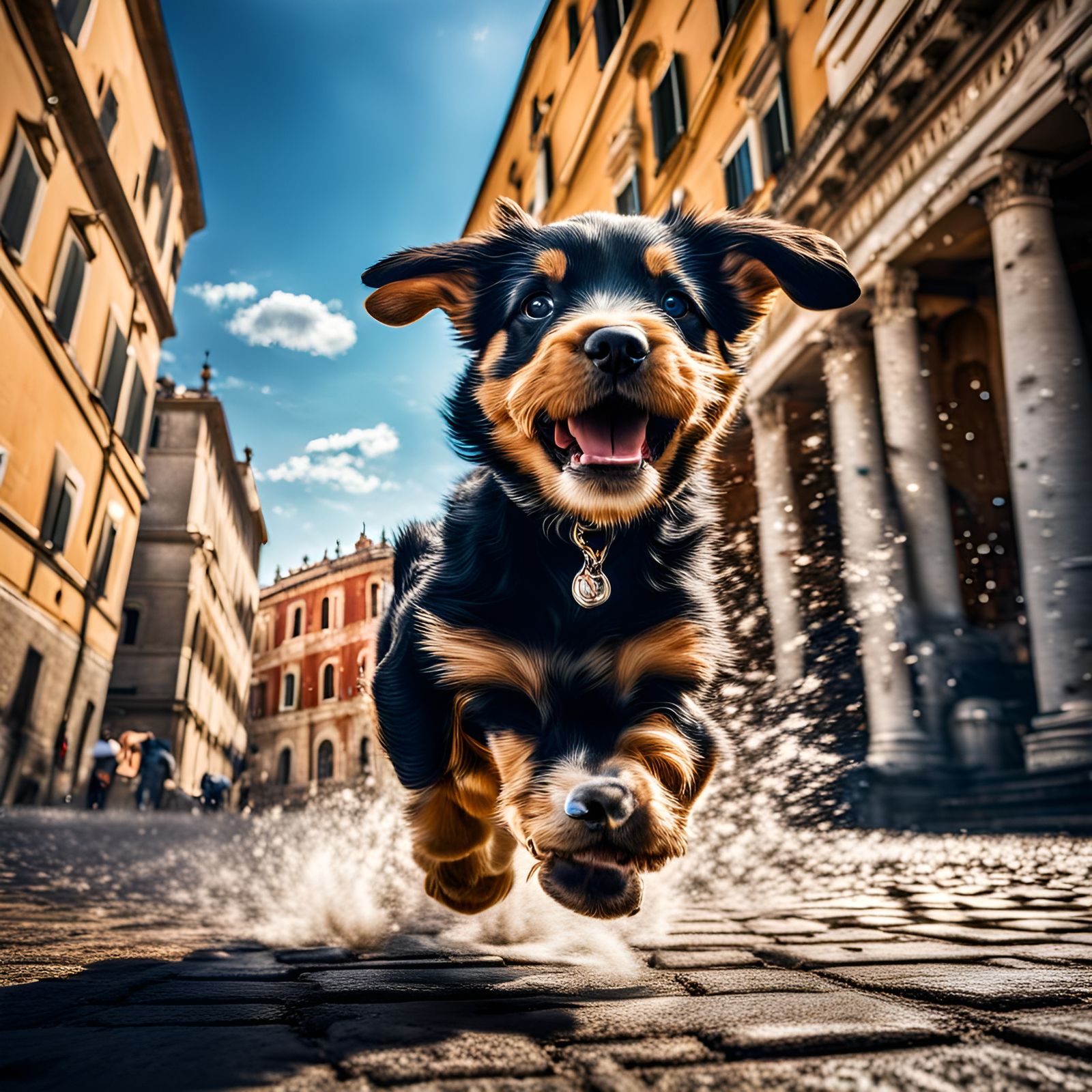 Puppy's Roman Holiday: Hyperrealistic, High-Definition Image