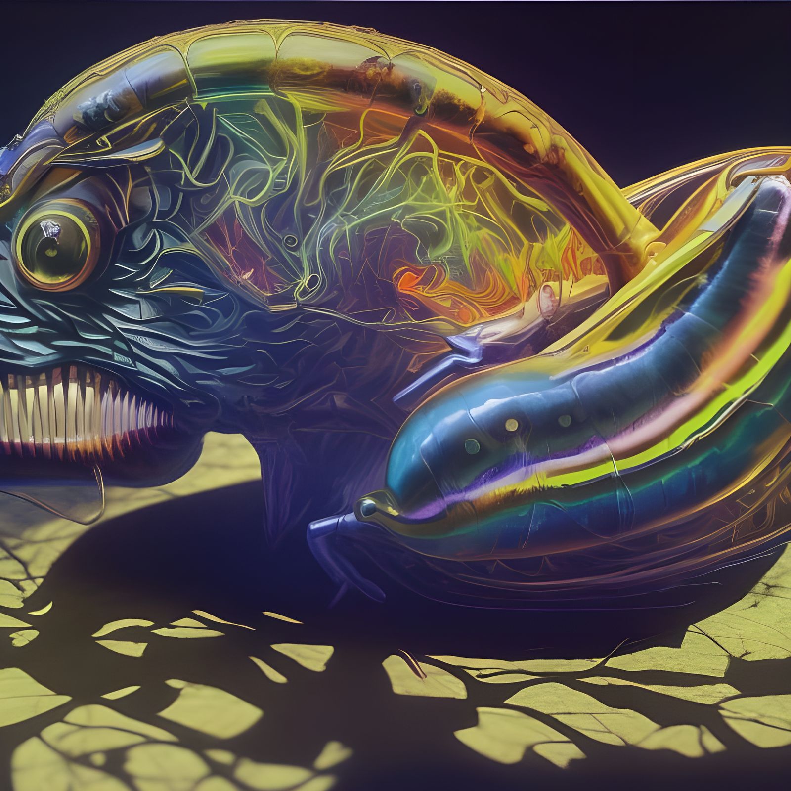 Exotic Alien Creature in Hyperreal Chromatic Style