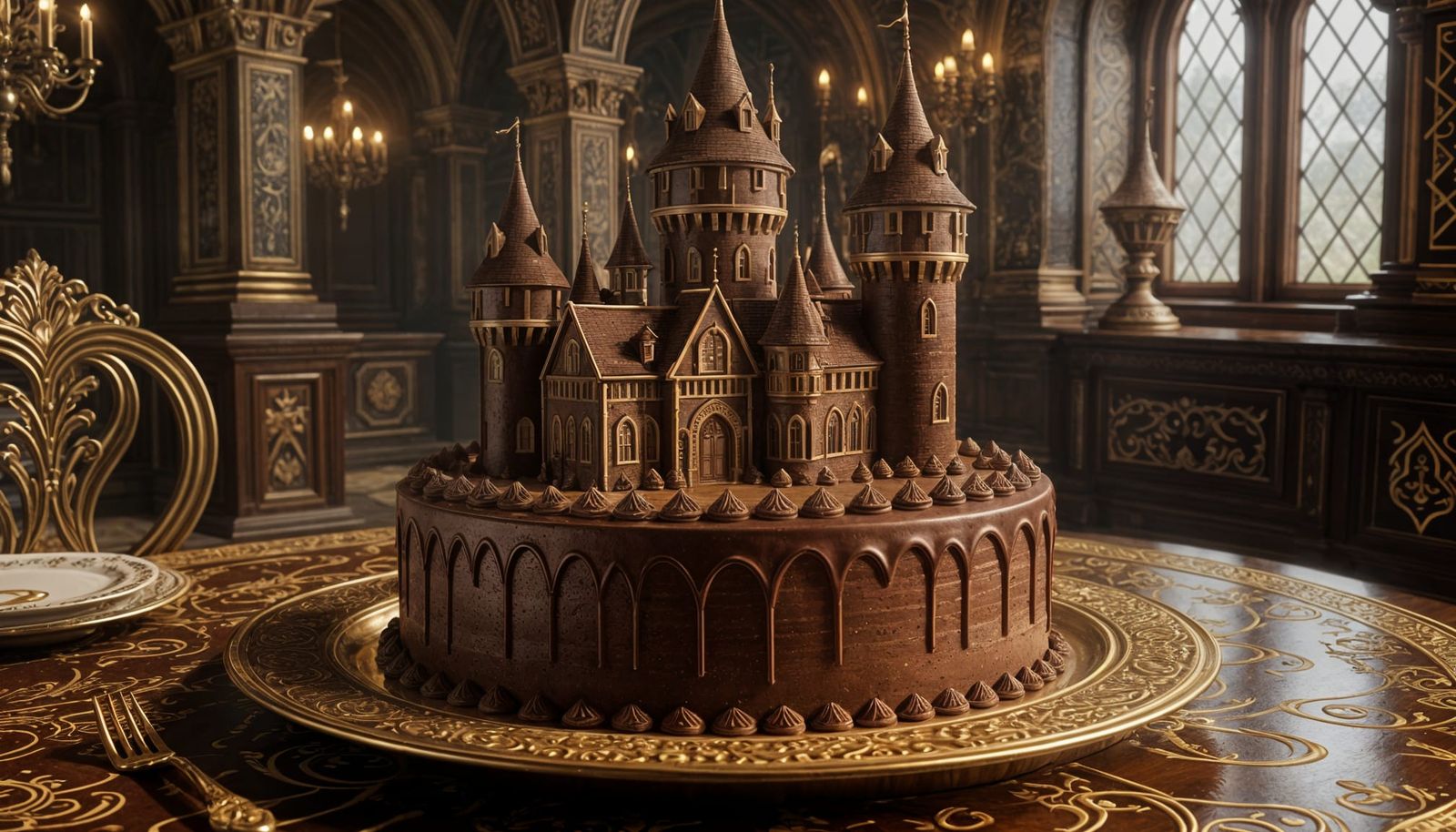Elven Castle Chocolate Cake: Fantasy Concept Art