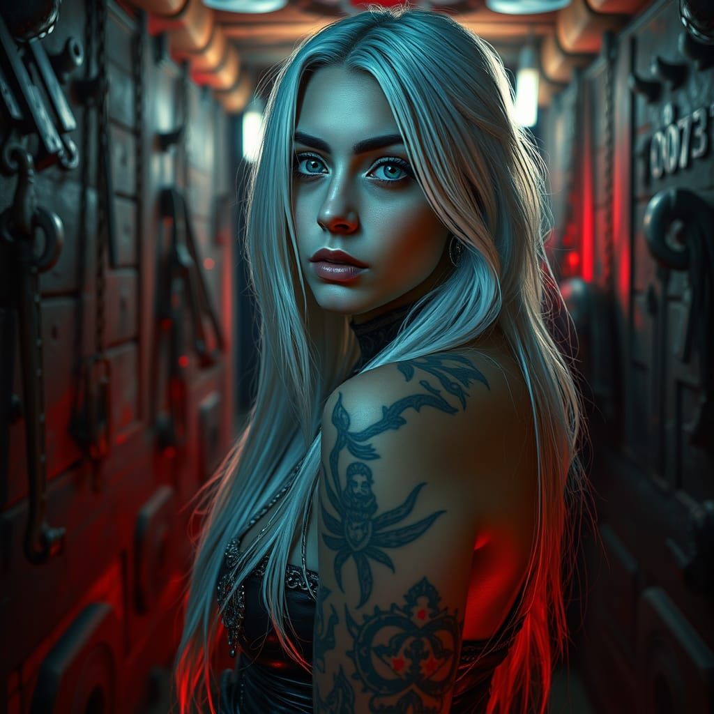 Ethereal Warrior Emerges from Dark Dungeon Shadows