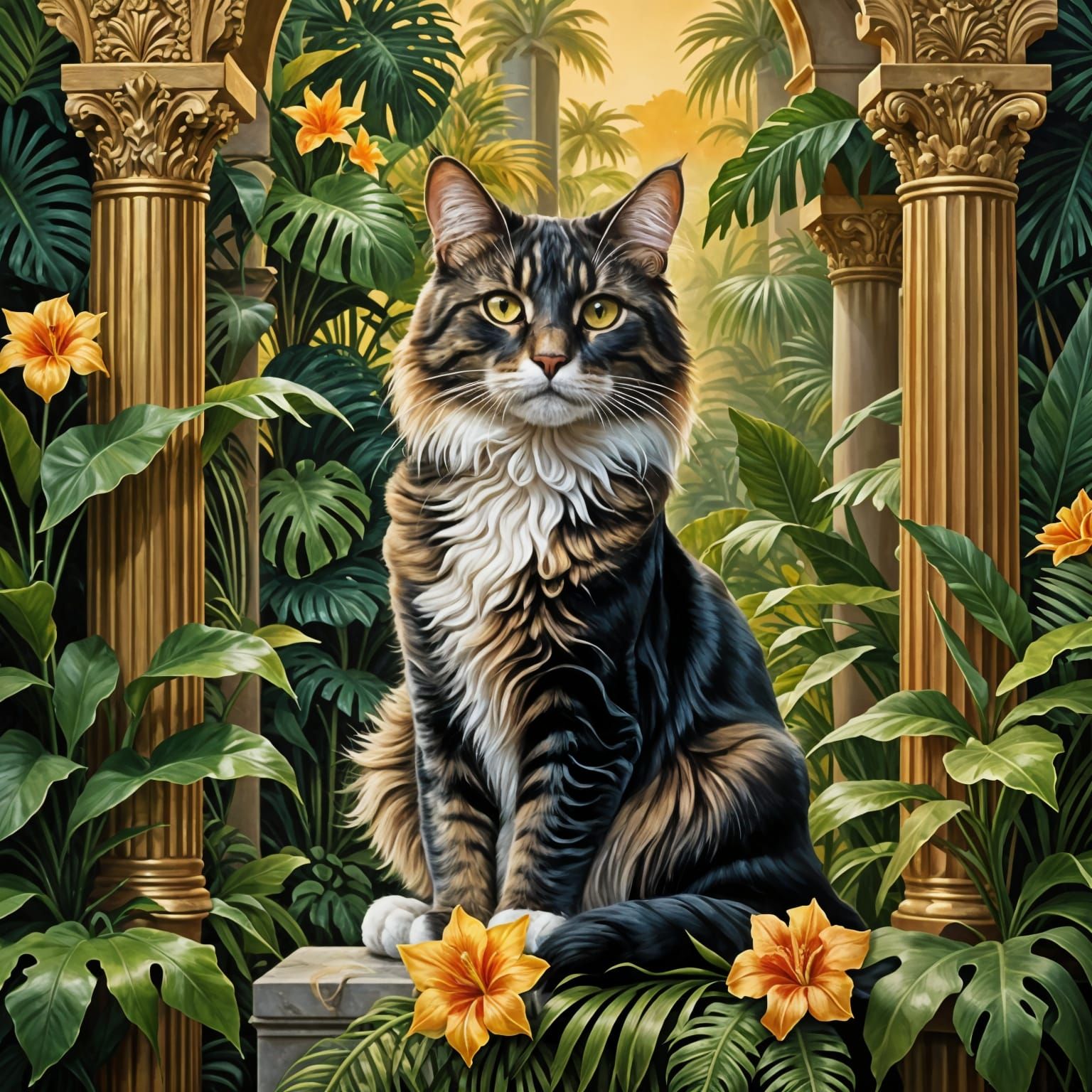 Majestic Maine Coon in Art Deco Setting