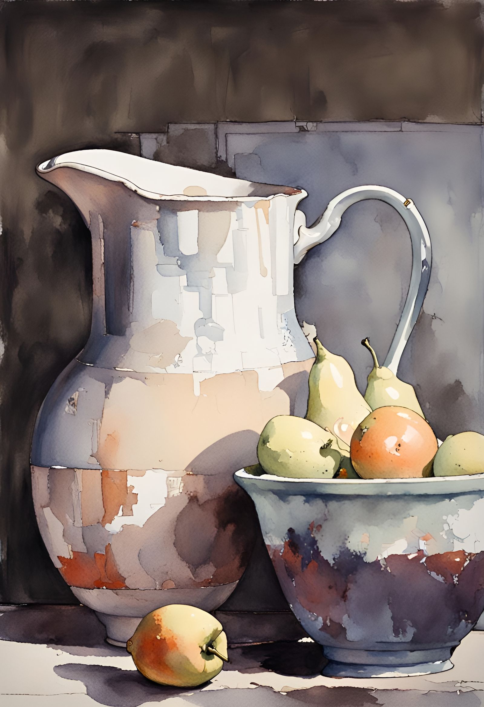 Colorful Still-Life Painting in Watercolor Style