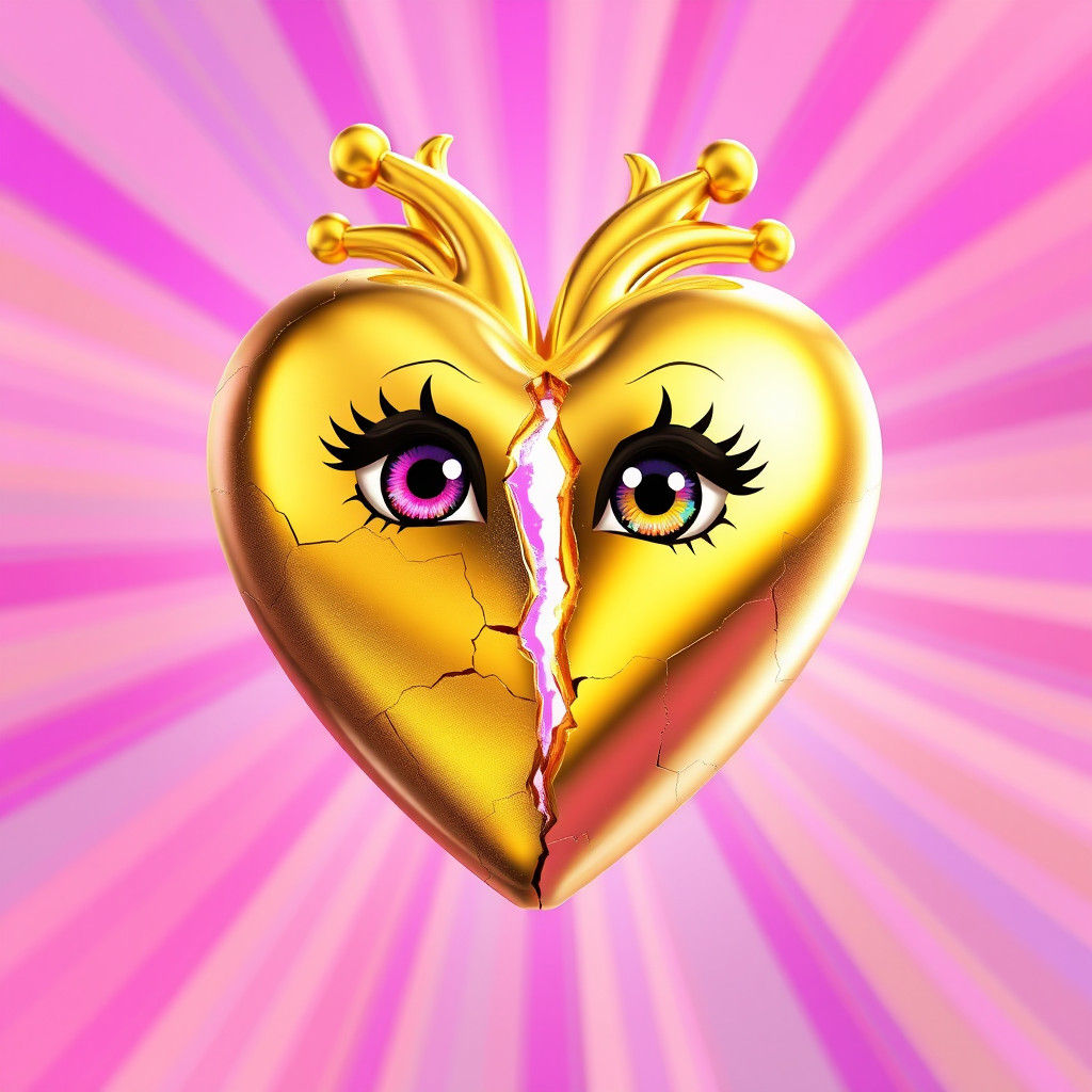 Gold Broken Heart Princess in 3D Digital Art