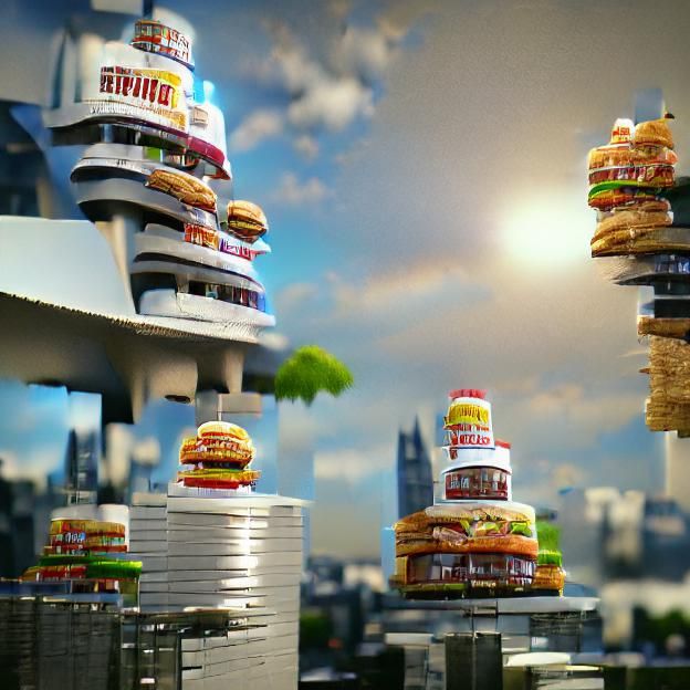 Burger Skyscraper: An Edible Cityscape
