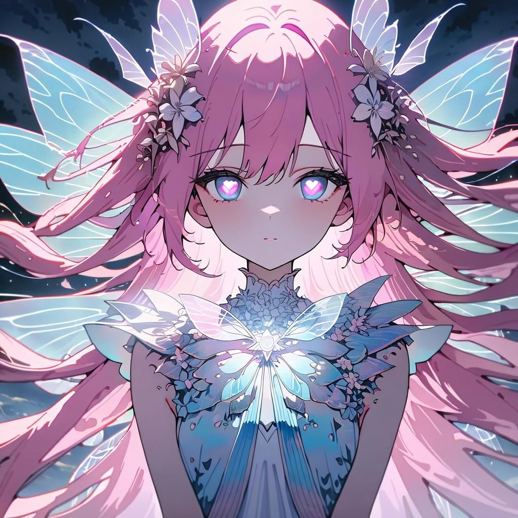 Ethereal Fairy Portrait with Holographic Wings