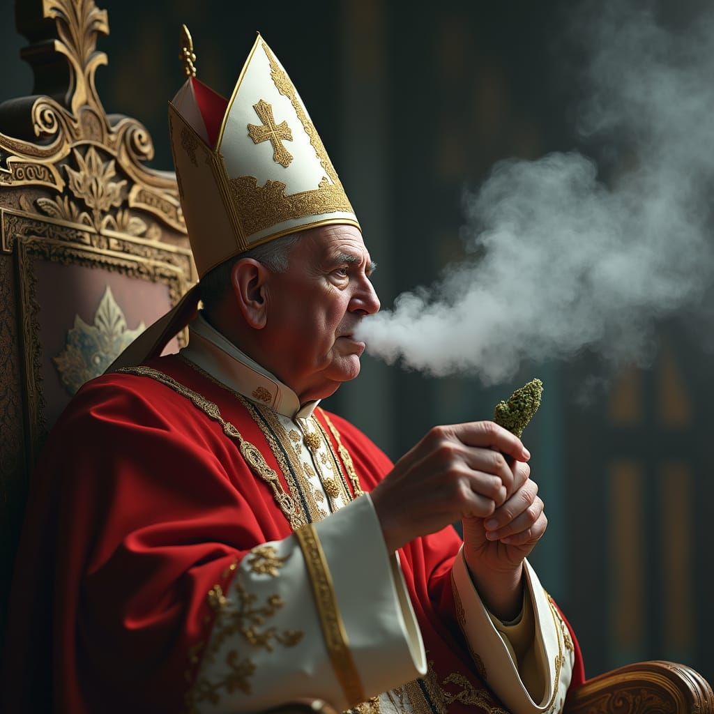 The Pope Enjoys a Relaxing Moment with Cannabis and Skyrim