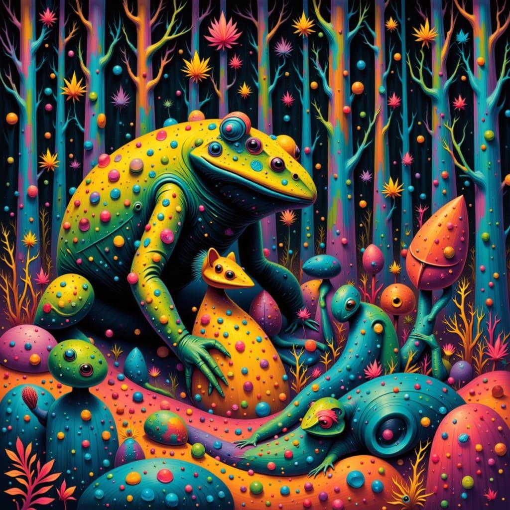 Giant Toad and Fox Bride Ritual in Forest