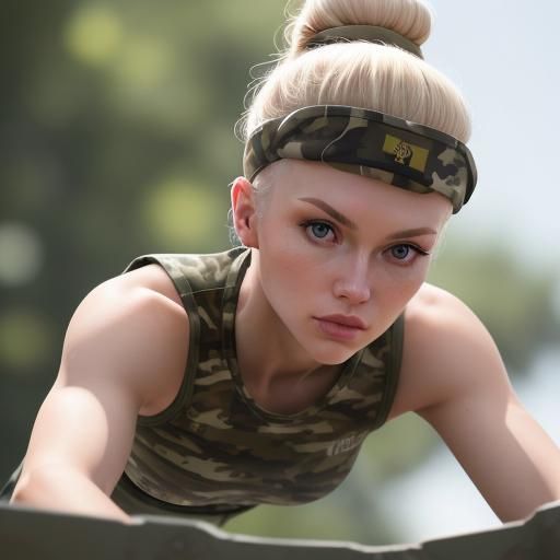 Nerdy Soldier Girl Training on Obstacle Course