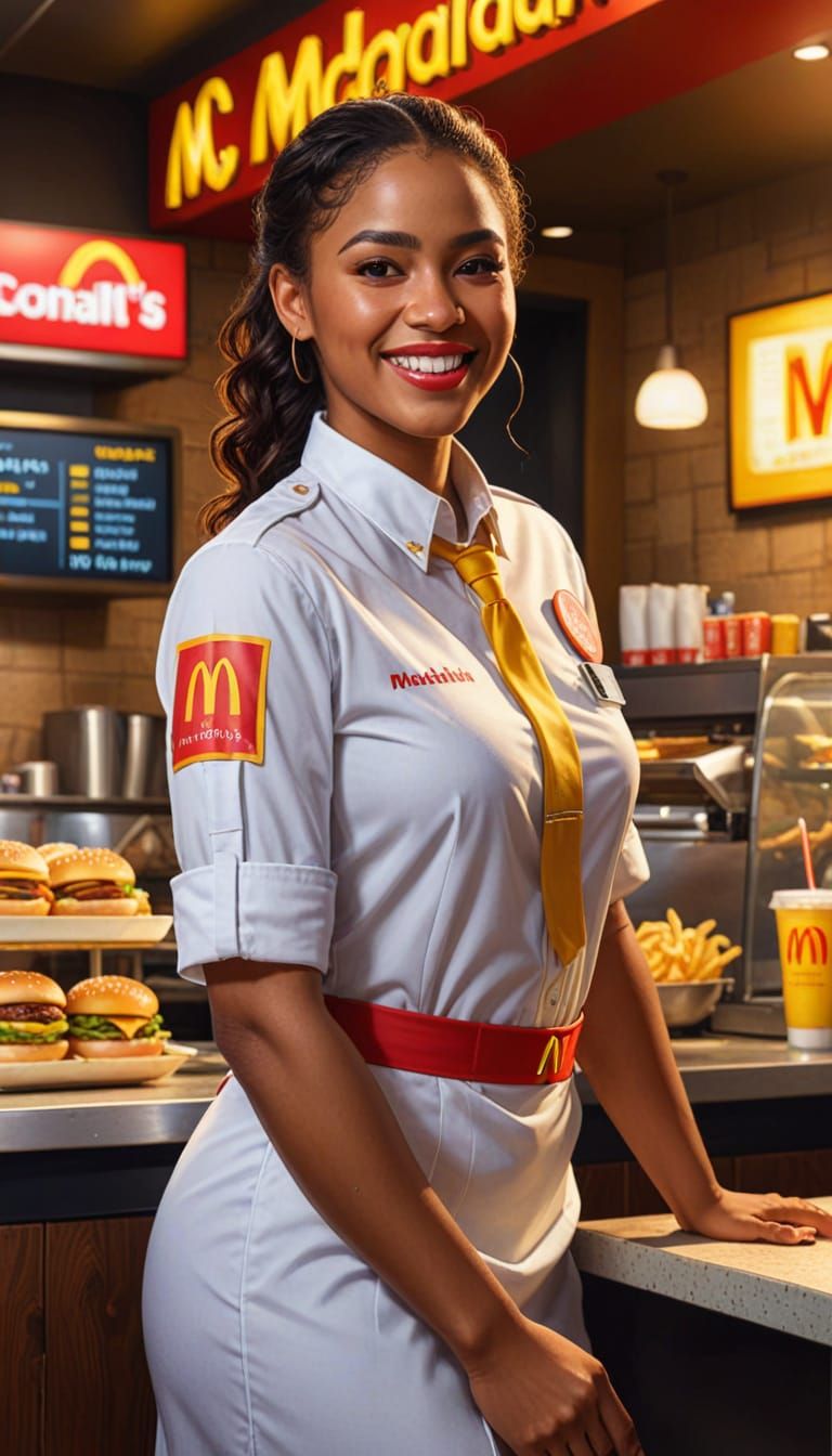 Dominican Woman as McDonald's Waitress: Concept Art