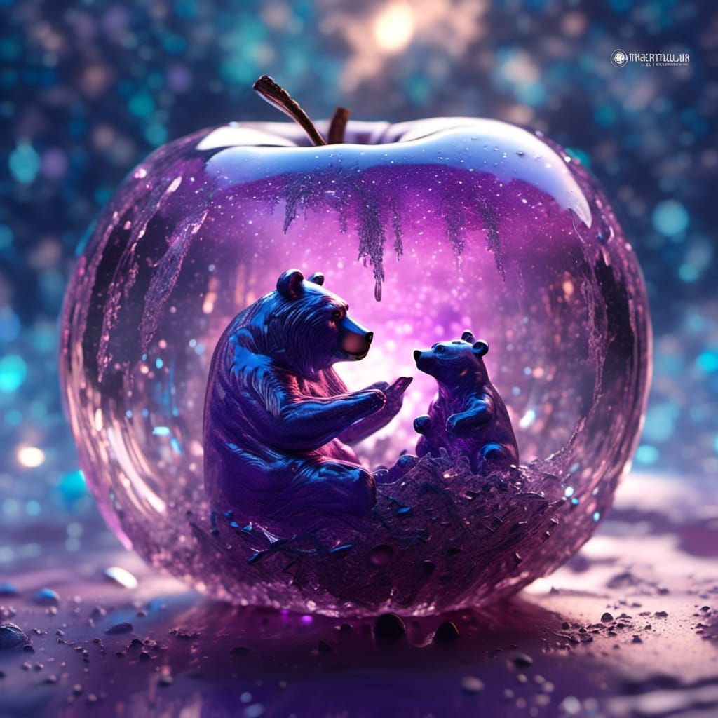 Galaxy Inside Crystal Apple: Hyperrealistic Miniature